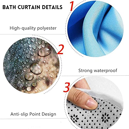 4Pcs Get Naked Sunflower Shower Curtain Sets Floral Green Bathroom Set Decor with Non-Slip Rugs Bath U-shaped Mat Toilet Lid Cover Country Flower Bathroom Curtains Shower Set with 12 Hooks, 70.8×70.8