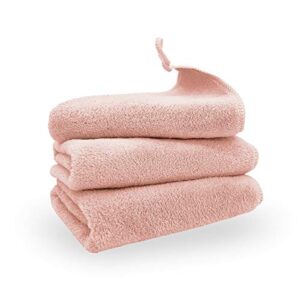 xinrjojo 3 piece quick-dry microfiber washcloths, makeup remover towel sets, super soft and absorbent bathroom towels, great shower towels, hotel towels gym towels- coral color