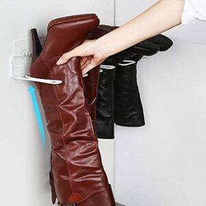 KWQBHW 4 Pack Metal Boot Rack Wall Mounted Tall Shoes Holder Boot Organizer Space Saving Shoes Storage Stand for Closet Entryways Tall Knee-High Shoes Rain Boots
