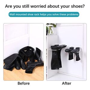 KWQBHW 4 Pack Metal Boot Rack Wall Mounted Tall Shoes Holder Boot Organizer Space Saving Shoes Storage Stand for Closet Entryways Tall Knee-High Shoes Rain Boots