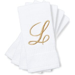 juvale monogrammed fingertip towels, embroidered letter l (11 x 18 in, white, set of 4)