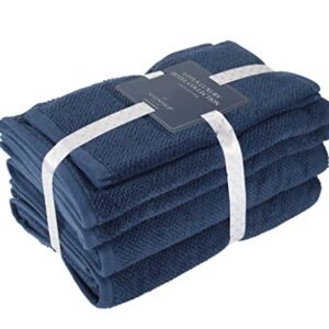 ESSELL 6 Piece Soft & Strong Towel Set, 100% Cotton | Popcorn Textured Weave, 680 GSM | Highly Absorbent & Quick Dry | Home, Hotel & Spa Towels for Bathroom & Sports | Ultra Soft & Durable - Navy Blue