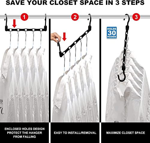 Closet Organizers and Storage,12 Pack Sturdy Closet Organizer,Upgraded Closet Storage Space Saving Hangers,College Dorm Room Essentials,Multi Collapsible Hangers for Heavy Clothes, Shirts, Pants