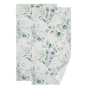 wamika leaves hand bath towel green white kitchen bathroom faucet towel botanical flowers fingertip towel set highly absorbent spa gym guest shower towels 16x30 inch holiday decorations