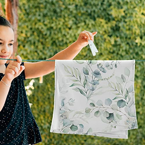 Wamika Leaves Hand Bath Towel Green White Kitchen Bathroom Faucet Towel Botanical Flowers Fingertip Towel Set Highly Absorbent SPA Gym Guest Shower Towels 16x30 Inch Holiday Decorations