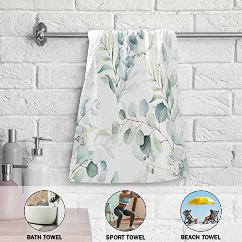 Wamika Leaves Hand Bath Towel Green White Kitchen Bathroom Faucet Towel Botanical Flowers Fingertip Towel Set Highly Absorbent SPA Gym Guest Shower Towels 16x30 Inch Holiday Decorations