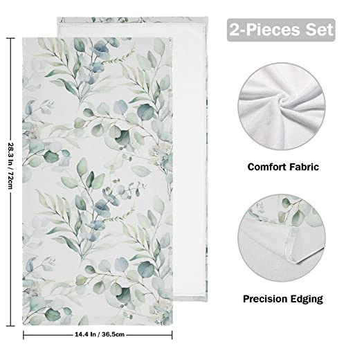 Wamika Leaves Hand Bath Towel Green White Kitchen Bathroom Faucet Towel Botanical Flowers Fingertip Towel Set Highly Absorbent SPA Gym Guest Shower Towels 16x30 Inch Holiday Decorations