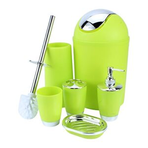 gototop lime green bathroom accessories green bathroom accessories set bathroom sets accessories 6pcs includes toothbrush holder,waste bin,soap dish,toilet brush,rinse cup sprayer bottle,green