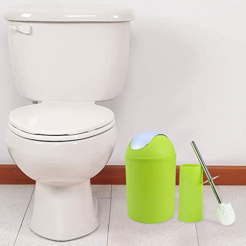 GOTOTOP Lime Green Bathroom Accessories Green Bathroom Accessories Set Bathroom Sets Accessories 6PCS Includes Toothbrush Holder,Waste Bin,Soap Dish,Toilet Brush,Rinse Cup Sprayer Bottle,Green