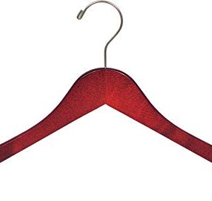 The Great American Hanger Company Wood Top Hanger, Box of 100 Space Saving 17 Inch Flat Wooden Hangers w/Cherry Finish & Brushed Chrome Swivel Hook & Notches for Shirt Jacket or Dress