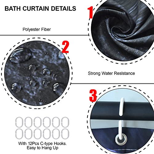 beifivcl 4Pcs Red Shower Curtain Sets with Non-Slip Rugs, Toilet Lid Cover and Bath Mat, Black and Gray Bathroom Decor Set Accessories Fabric Waterproof Shower Curtains with 12 Hooks, 72 x 74 Inch