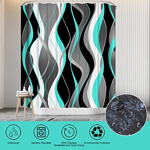 beifivcl 4Pcs Red Shower Curtain Sets with Non-Slip Rugs, Toilet Lid Cover and Bath Mat, Black and Gray Bathroom Decor Set Accessories Fabric Waterproof Shower Curtains with 12 Hooks, 72 x 74 Inch