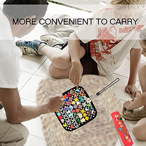 Littryee Shoe Charms Portable Roll Bag, Shoe Charms Organizer, Portable Wall Mounted Hanging Silicone Roll Storage Bag Display Stand for Shoe Charms