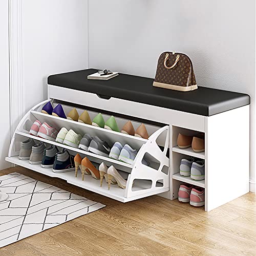 QTQZDD Shoe Storage Bench with Hidden Shoe Rack,Leather Entryway Shoe Bench Seat Shoe Organizer Shoe Cabinet,Modern Entry Decorative Furniture.