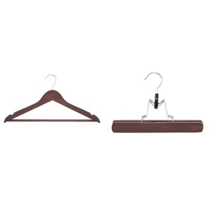 amazon basics wood suit clothes hangers - cherry, 20-pack & amazon basics wooden pants hangers - cherry, 10-pack
