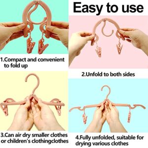 24 PCS Travel Hangers,Portable Folding Clothes Hangers,Travel Clothes Hangers with Clips,Travel Accessories Foldable Clothes Drying Rack for Travel,Plastic Foldable Non Slip Clothing Hangers,4 Colors