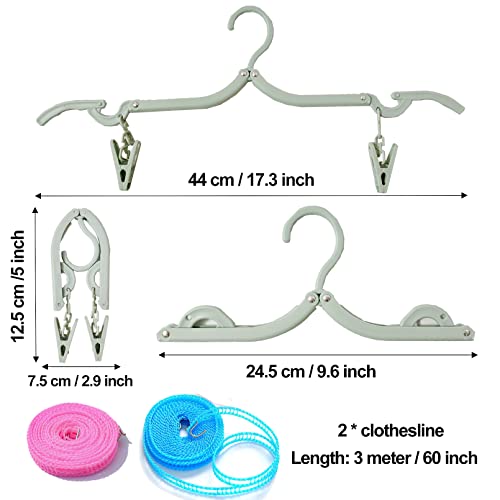 24 PCS Travel Hangers,Portable Folding Clothes Hangers,Travel Clothes Hangers with Clips,Travel Accessories Foldable Clothes Drying Rack for Travel,Plastic Foldable Non Slip Clothing Hangers,4 Colors