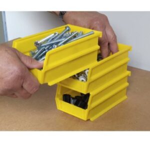 Triton Products 3-220Y LocBin Stacking, Hanging, Interlocking Polypropylene Bins 7-3/8-Inch L by 4-1/8-Inch W by 3-Inch H Yellow 24 CT