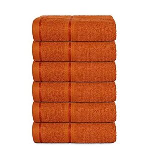 hurbane home hand washcloth sets - super soft highly absorbent towel - 100% cotton lightweight washcloths - extra durability and soft texture - 6-pack (12" x 12") - orange