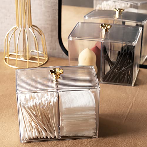 DASITON Acrylic Qtip Holder ，Cotton Swab Holder，Bathroom Jars With Lids Set，Apothecary Jar Dispenser For Cotton Ball, Cotton Swab, Cotton Round Pads, Floss