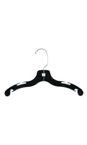 12 inch black plastic children's dress hangers - case of 100
