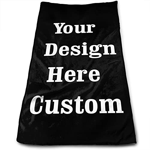 Custom Microfiber Towel, Personalized Hand Towel Add Your Design Super Soft Face Towel for Home Hotel Spa Bathroom Gym 27.512inch, Black, One Size