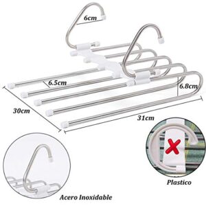 2 Pack Trouser Hanger Space Saving 5 in 1 Stainless Steel Magic Trousers Hanger