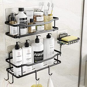 nefise 3 pack corner shower caddy shower shelf adhesive shower rack with hooks,shower organizer for bathroom toilet kitchen, shower storage for 90° wall (3-pack)