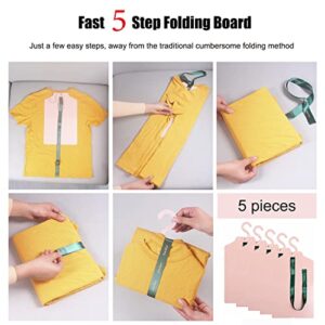 T Shirt Folding Board Organizer, Shirt Sweater Trousers Clothes Folder Laundry Organizer Easy and Fast to Fold Clothes, Multifunctional Hook Folding Board, Closet Organizer (5Pcs Pink M)