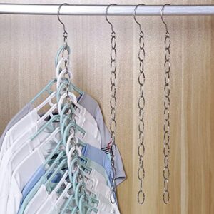 2 Pcs Space Saving Clothes Hanger Chains Stainless Steel Closet Clothes Hanger Organizer Wardrobe Space Saver Hanger