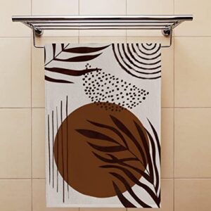 Vantaso Bath Hand Towels Set of 2 Boho Leaves Soft and Absorbent Washcloths Kitchen Hand Towel for Bathroom Hotel Gym Spa