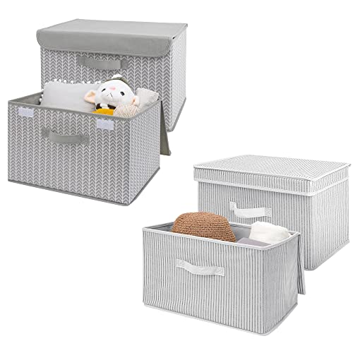 GRANNY SAYS Bundle of 2-Pack Linen Closet Storage Organizers & 2-Pack Closet Storage Bins for Bedroom