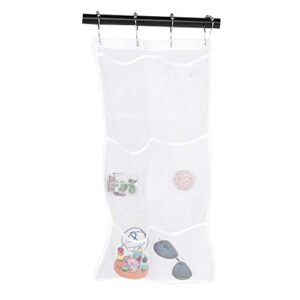 Yosooo 6 Pockets Mesh Shower Organiser Bathroom Over The Door Hanging Mesh Pockets Storage Bag Holder Hanging Caddy with Hooks Quick Dry Bathroom Storage Basket