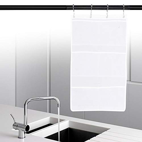 Yosooo 6 Pockets Mesh Shower Organiser Bathroom Over The Door Hanging Mesh Pockets Storage Bag Holder Hanging Caddy with Hooks Quick Dry Bathroom Storage Basket