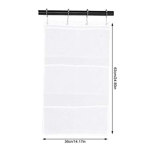 Yosooo 6 Pockets Mesh Shower Organiser Bathroom Over The Door Hanging Mesh Pockets Storage Bag Holder Hanging Caddy with Hooks Quick Dry Bathroom Storage Basket