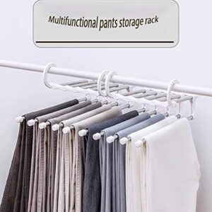 HEEYO Space-Saving Five-in-one Pants Rack Non-Slip Pants Storage Bag for Pants, Jeans, Scarves, Clothing (White)