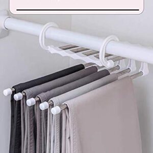 HEEYO Space-Saving Five-in-one Pants Rack Non-Slip Pants Storage Bag for Pants, Jeans, Scarves, Clothing (White)