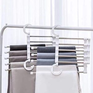 HEEYO Space-Saving Five-in-one Pants Rack Non-Slip Pants Storage Bag for Pants, Jeans, Scarves, Clothing (White)