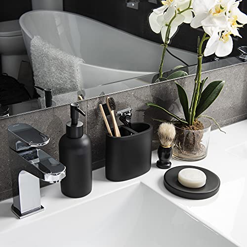 Premium 5 Pcs Matte Black Bathroom Accessories Set Complete. Bathroom Soap Dispenser Set. Black Bathroom Decor Sets Accessories. Bathroom Toothbrush Holder Set. Bathroom Sets Accessories (Black)