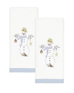 avanti linens coastal snowman collection, 2 pk fingertip set, white