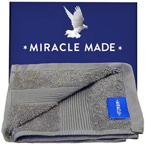 miracle made washcloth - stone - premium 100% usa-grown cotton washcloths for bathroom with natural silver ultra soft plush fade resistant highly absorbent quick drying