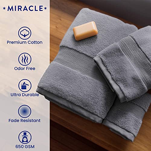 Miracle Made Washcloth - Stone - Premium 100% USA-Grown Cotton Washcloths for Bathroom with Natural Silver Ultra Soft Plush Fade Resistant Highly Absorbent Quick Drying