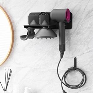 JONR Hair Dryer Holder Wall Mounted Bathroom Blow Dryer Holder Carbon Steel Storage Rack for Dyson Supersonic Hair Dryer