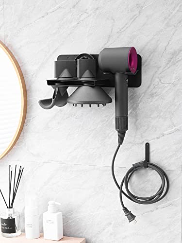 JONR Hair Dryer Holder Wall Mounted Bathroom Blow Dryer Holder Carbon Steel Storage Rack for Dyson Supersonic Hair Dryer