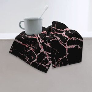 Hand Towel Marble Black Rose Gold for Bathroom Kitchen Microfiber Fingertip Bath Towels 12 x 27.5 Inch Soft Decorative Home Hotel Gym Laundry Room