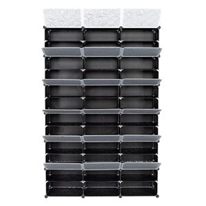 12-Tier Portable 72 Pair Shoe Rack Organizer 36 Grids Tower Shelf Storage Cabinet Stand Expandable for Heels, Boots, Slippers, Black