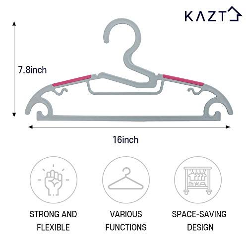 kazt Pack of 60 Compact Multi Plastic Hangers, Clothes Hangers, Standard Coat Hangers with Multi Design, Space-Saving Hangers, 16 Inches Wide