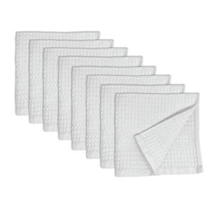gilden tree waffle towel quick dry thin exfoliating, 8 pack washcloths for face body, classic style (white)