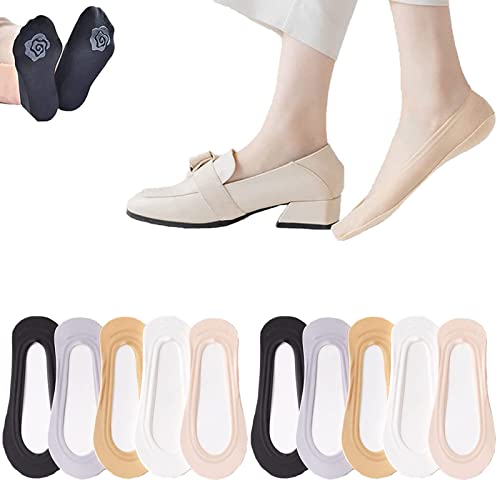 XJIM Non-Slip Invisible Boat Socks Women's No Show Socks Thin Low Cut Liner Non Slip Sock for Flats Boat Summer (10 Pairs)