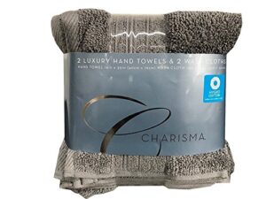 charisma 2 luxury hand towels & 2 wash cloths gunmetal grey